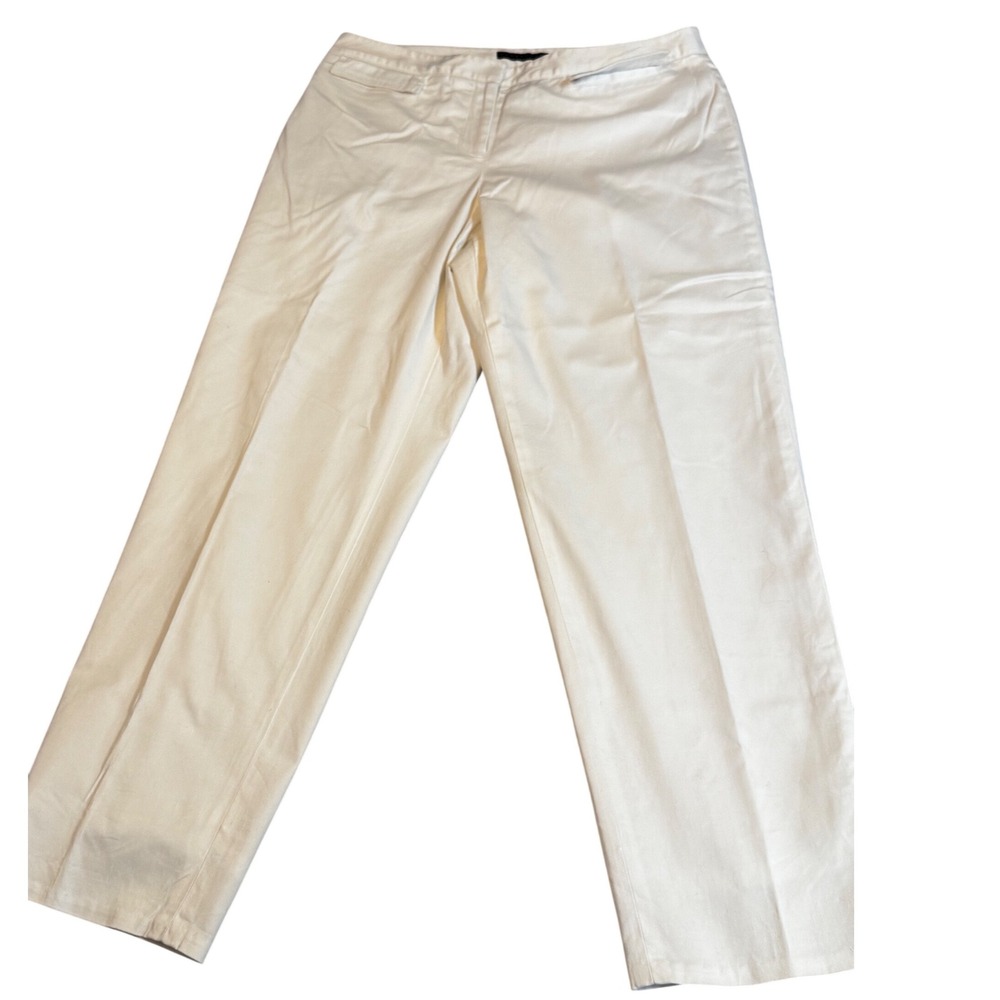 Apostrophe Stretch White Straight‎ Leg Dress Pants Womens Size 10 Cotton Blend